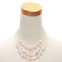 Silver Stone Bead Multi Strand Necklace - Pink,