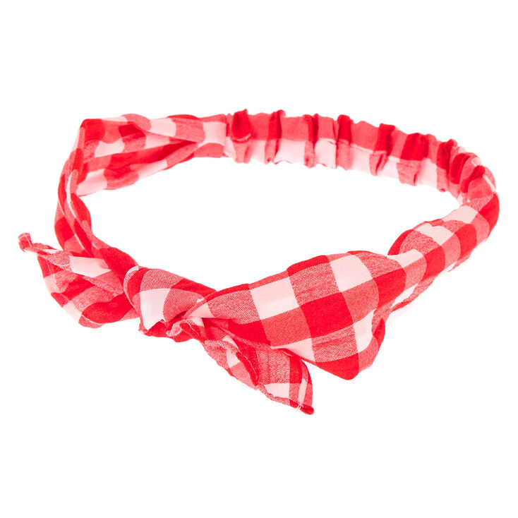 Claire's Bandeau à nœud noué carreaux vichy - Rouge