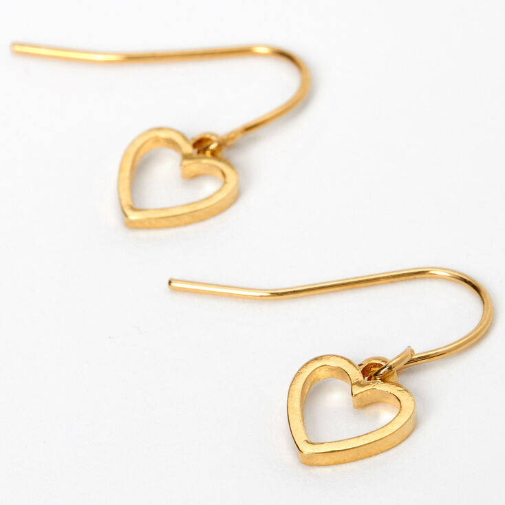 C LUXE by Claire&#39;s 18k Yellow Gold Plated 1&#39;&#39; Open Heart Drop Earrings,