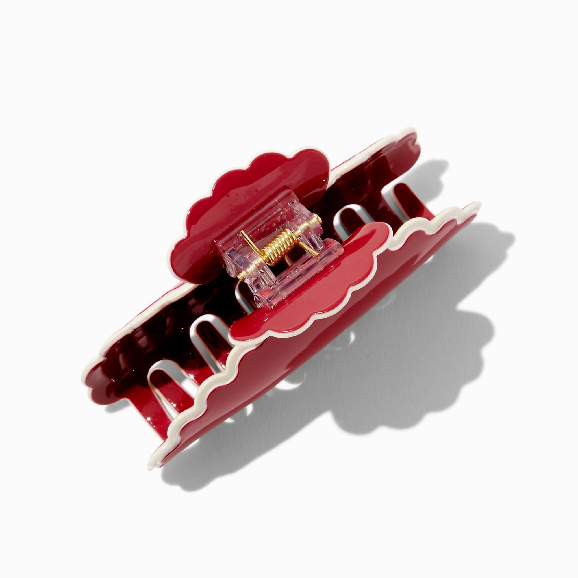 Medium Scalloped Maroon Hair Claw,