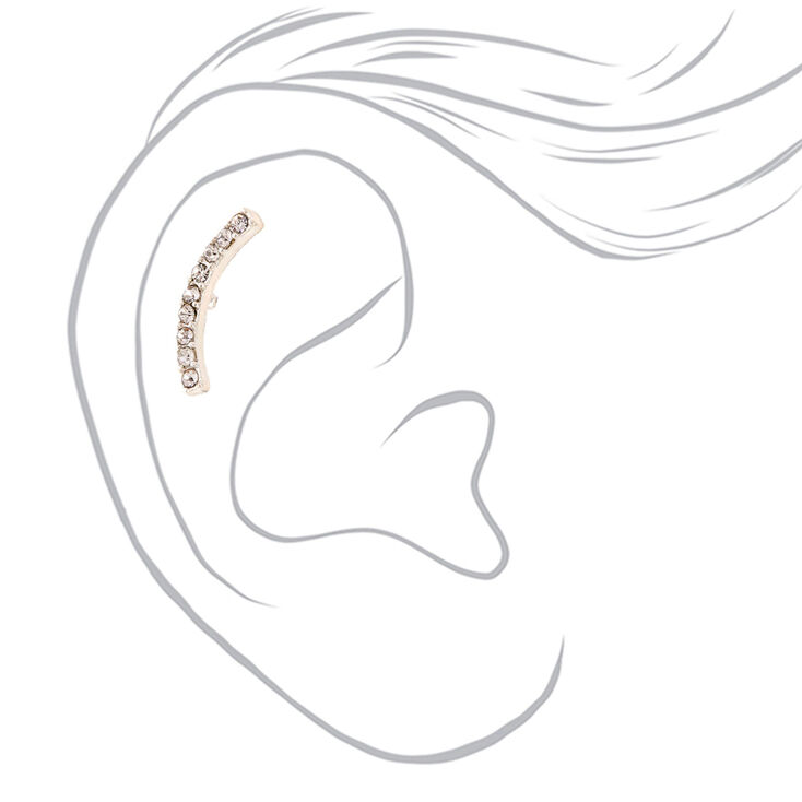 Silver-tone Stainless Steel Crystal Curve 16G Cartilage Earring,