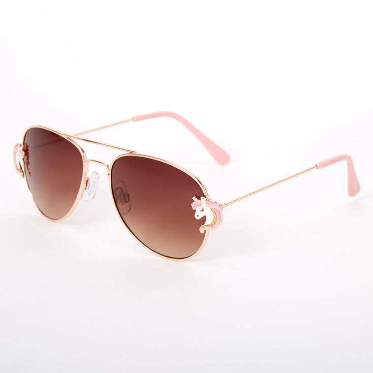 Claire&#39;s Club Unicorn Aviator Sunglasses - Rose Gold,