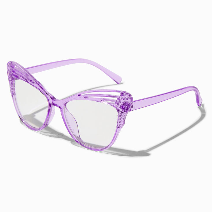 Lunettes &agrave; verres transparents ailes de papillon violettes fantaisie Claire&#39;s Club,