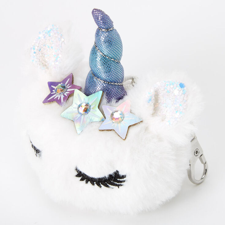 Unicorn Star Pom Keychain - White,