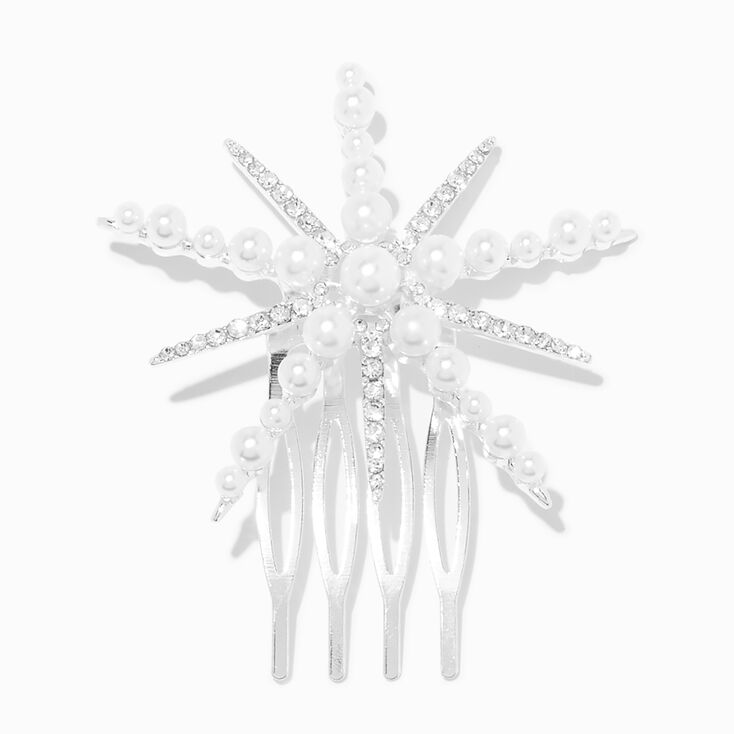 Pearl &amp; Rhinestone Starburst Hair Comb,