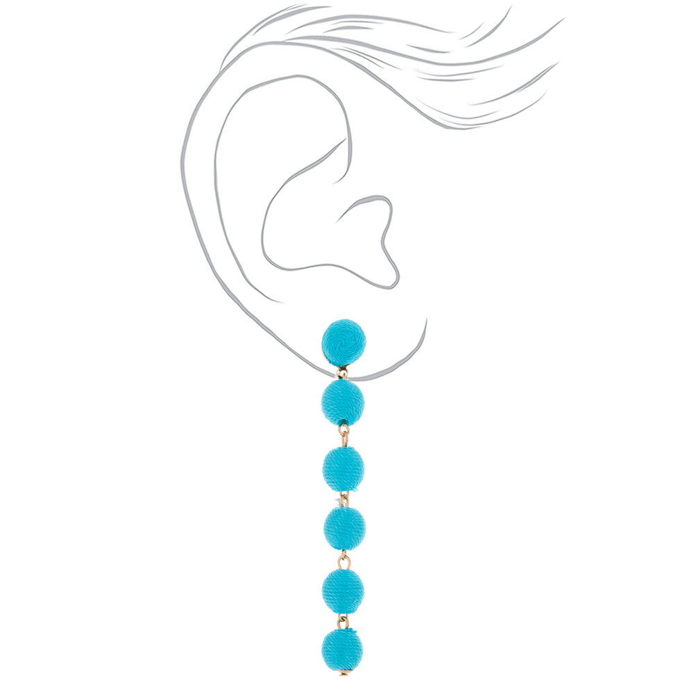 3" Thread Wrapped Ball Drop Earrings - Turquoise,