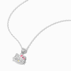 Hello Kitty&reg; Crystal Sterling Silver Pendant Necklace,