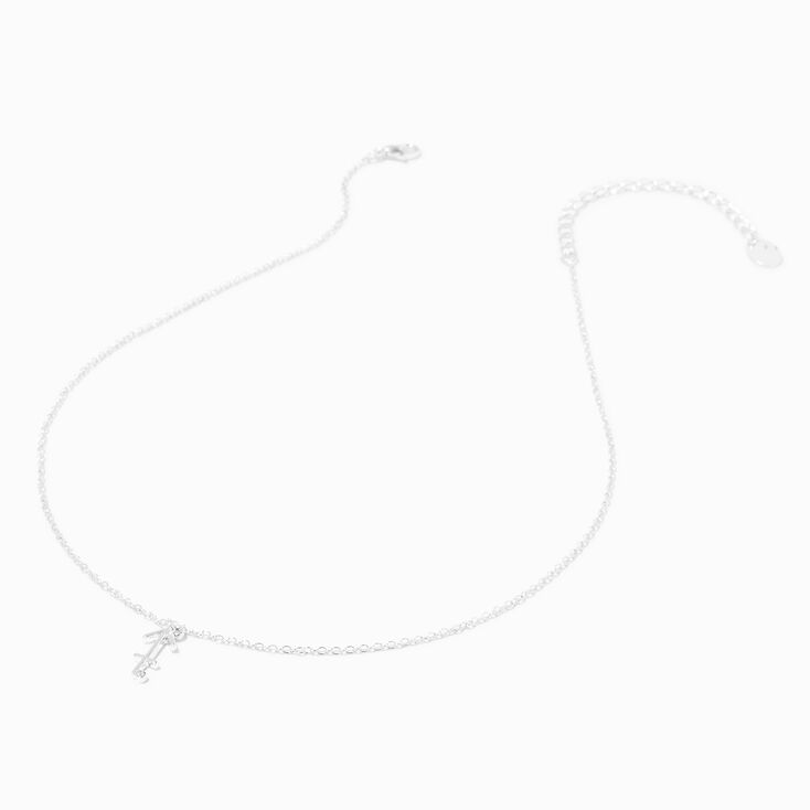 Silver Crystal Zodiac Symbol Pendant Necklace - Sagittarius,