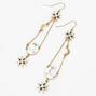 Gold 3.5&quot; Starburst Moon Linear Drop Earrings,