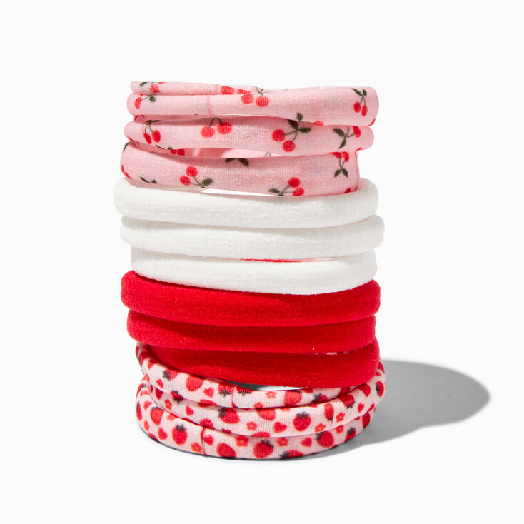 Cherry Time Rolled Hair Ties - 12 Pack,