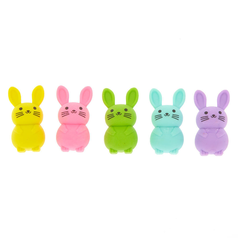 Rainbow Bunny Erasers - 5 Pack,