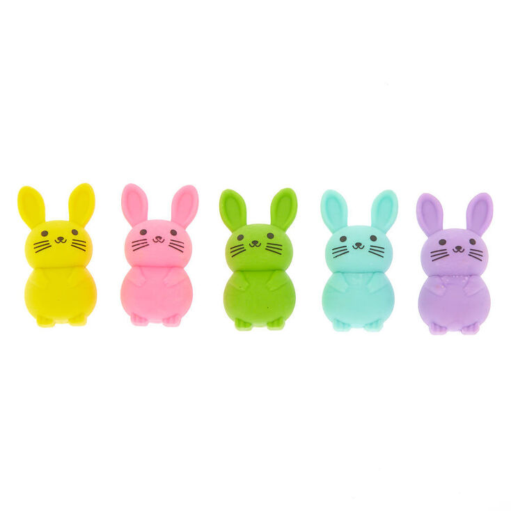 Rainbow Bunny Erasers - 5 Pack,