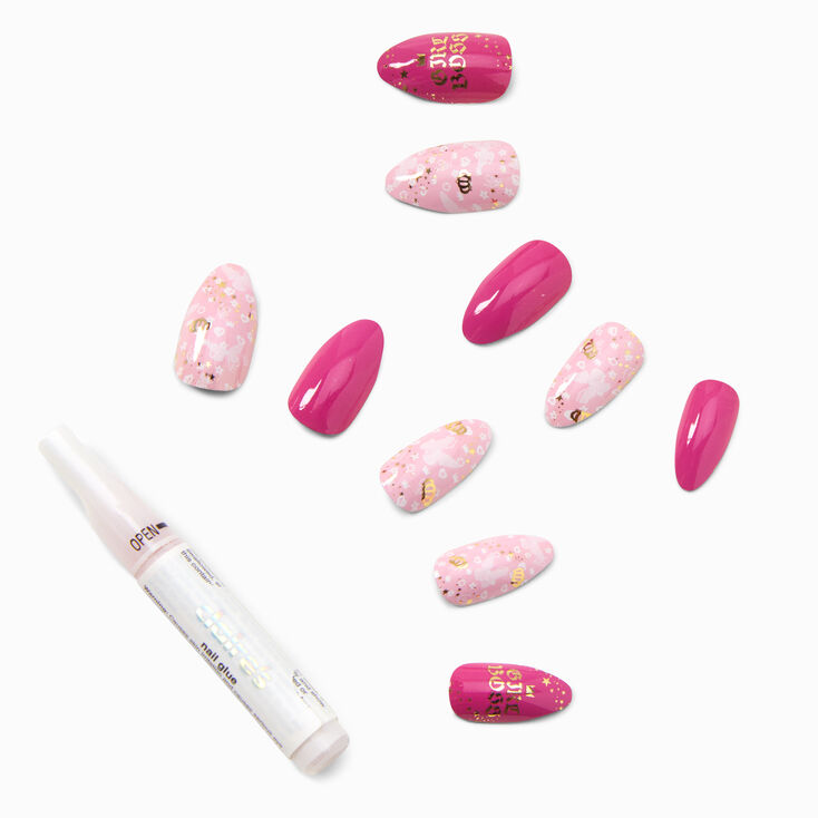 Pink Status Stiletto Vegan Faux Nail Set - 24 Pack,