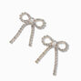 Gold-tone Rhinestone Bow 1&quot; Drop Earrings ,