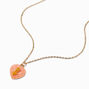 Pink Rose Heart Gold-tone Pendant Necklace ,