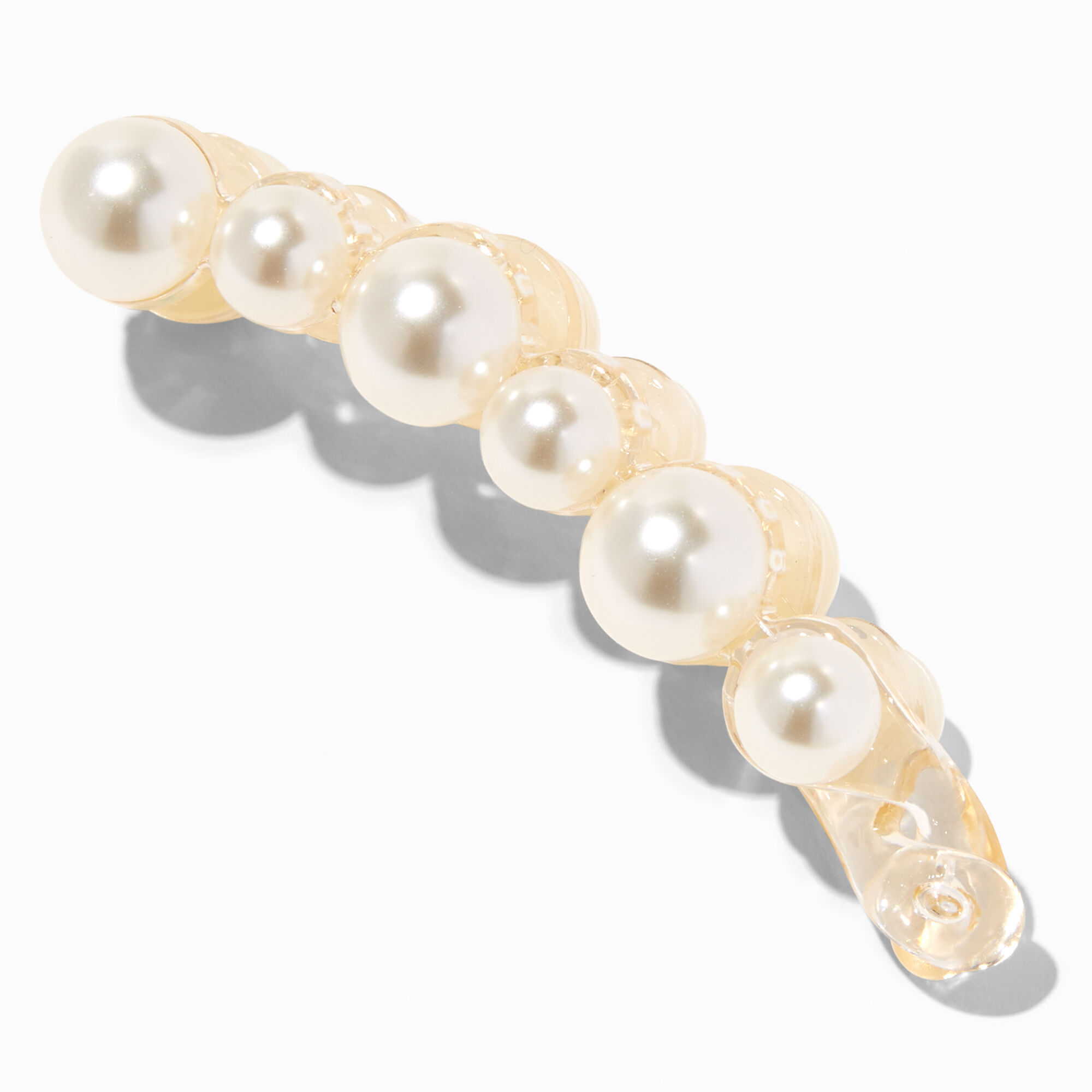 View Claires Clear Pearl Skinny Banana Hair Claw information