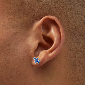 C LUXE by Claire&#39;s Sterling Silver Crystal Shark Stud Earrings,