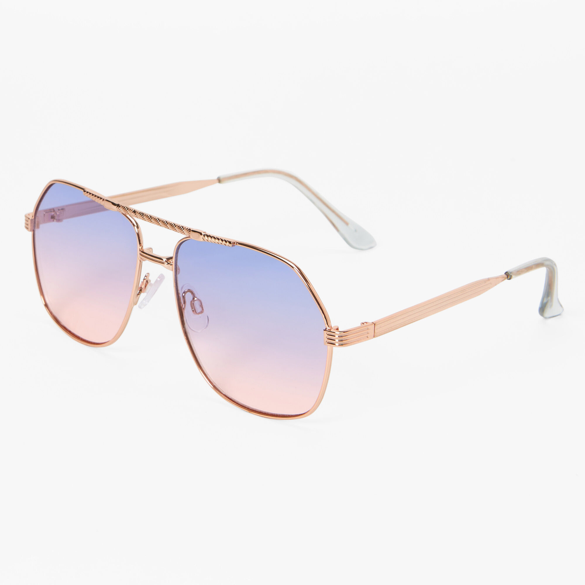 Blue Pink Faded Aviator Sunglasses Gold Claire s US