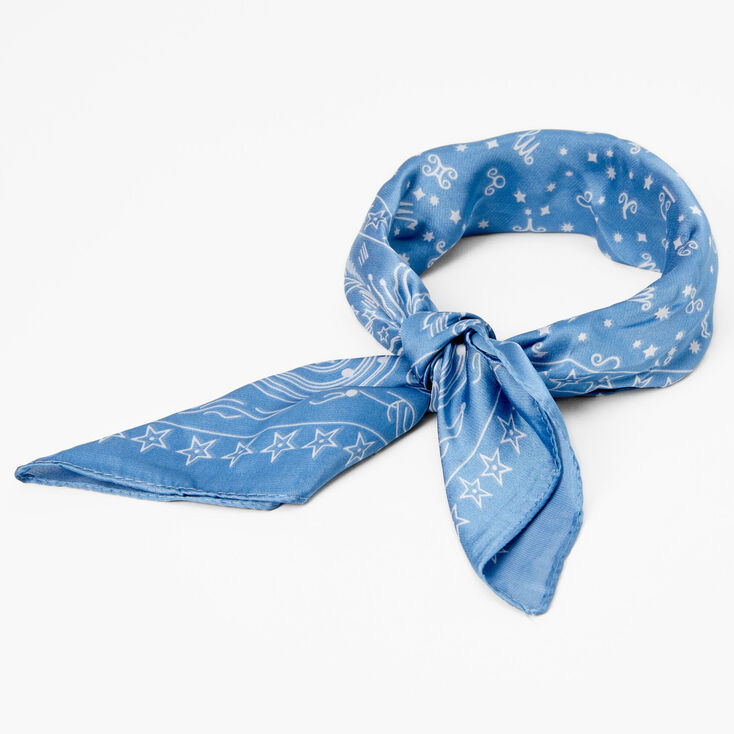 Silky Celestial Bandana Headwrap - Blue,