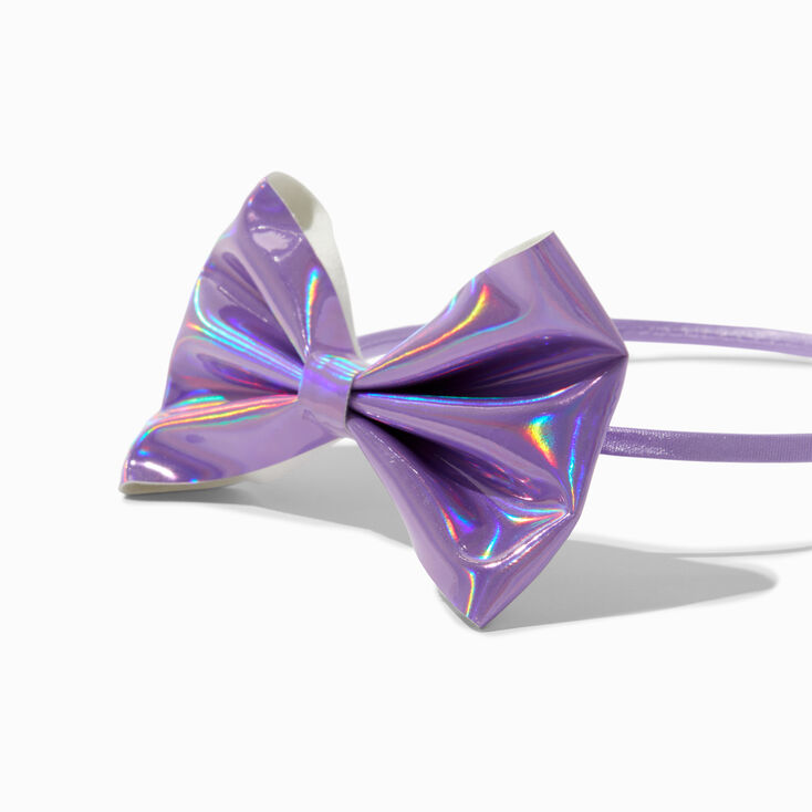 Purple Holographic Side Bow Headband,