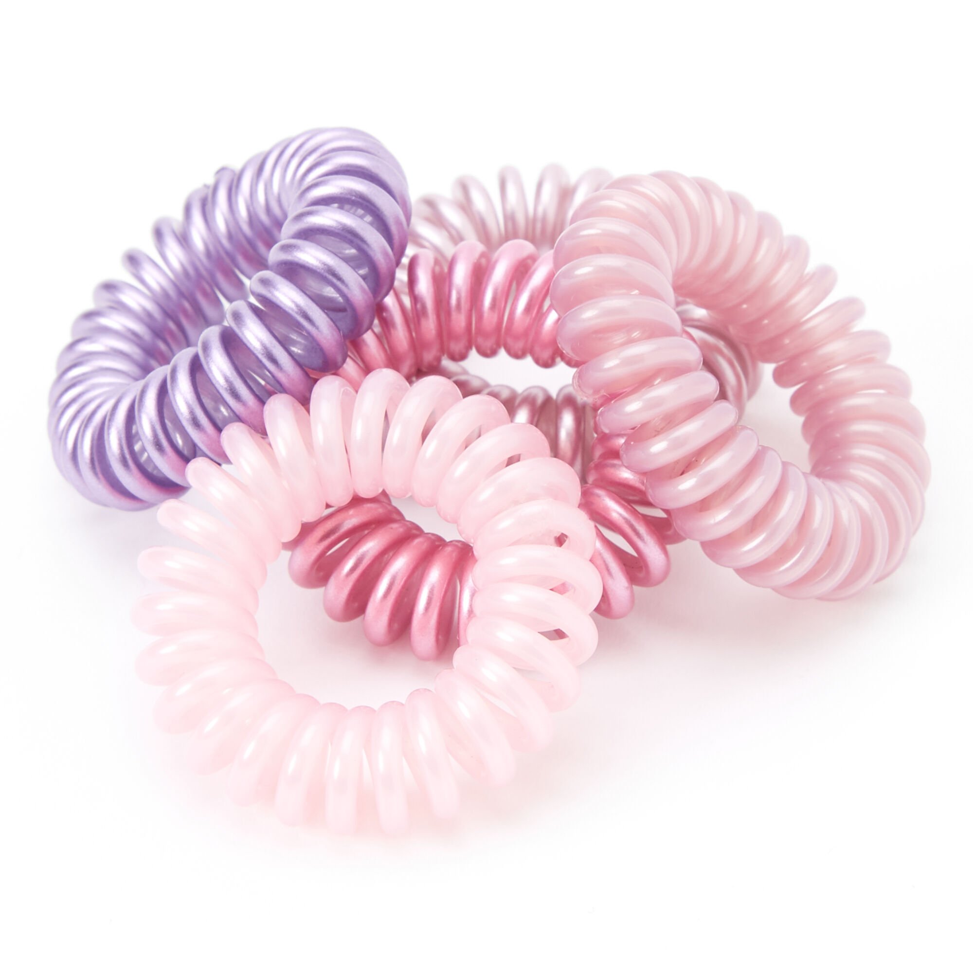 Élastiques spirale roses nacrés - Lot de 5,