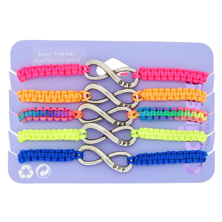 Claire's Lot de 5 bracelets best friends fluo symbole de l’infini