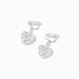 Silver-tone Heart Cutout 0.5&quot; Clip-On Drop Earrings ,