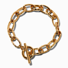 Gold-tone Textured Toggle Chain Bracelet,