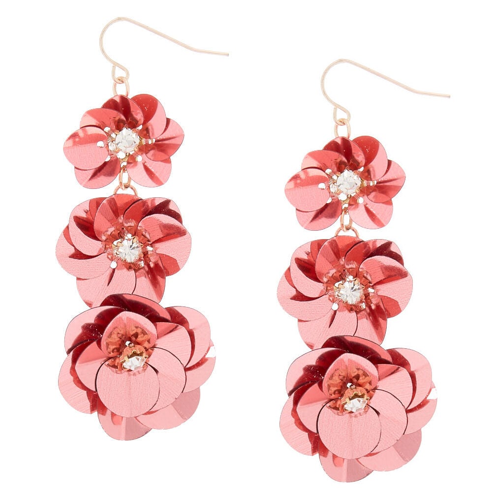 Pink floral earrings hotsell