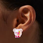 Clous d&#39;oreilles ours en peluche holographiques roses,