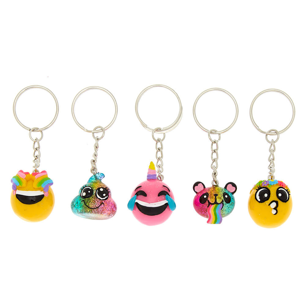 Rainbow Emoji Keychains 5 Pack