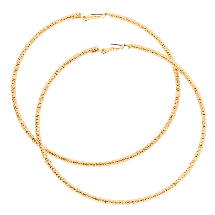100MM Extra Large Laser Cut Gold Earrings,