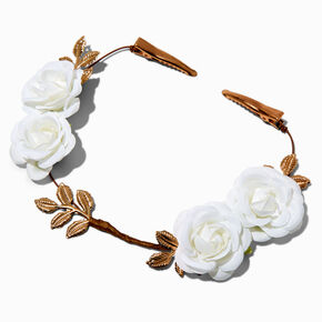 Ornement pour cheveux avec rose blanche,