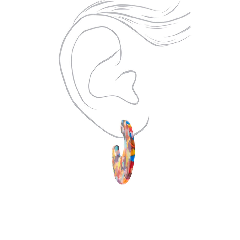 45MM Rainbow Resin Half Hoop Earrings,