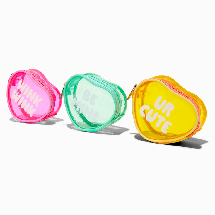 Valentine&#39;s Day Candy Heart Makeup Bag Set - 4 Pack,