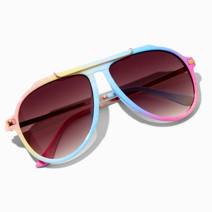 Rainbow Tie Dye Aviator Sunglasses,