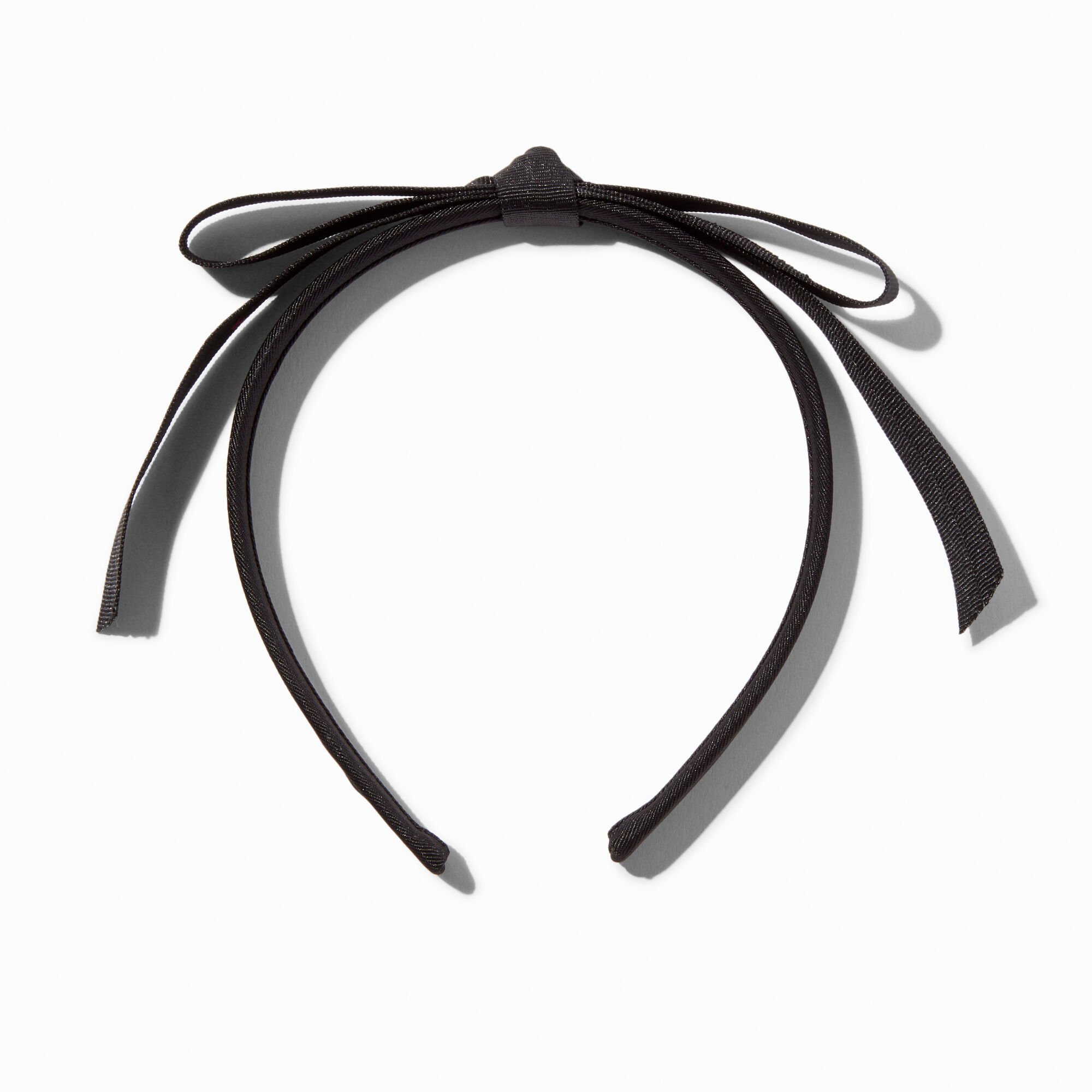 Black Skinny Ribbon Bow Headband,