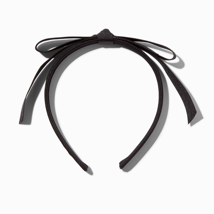 Black Skinny Ribbon Bow Headband,