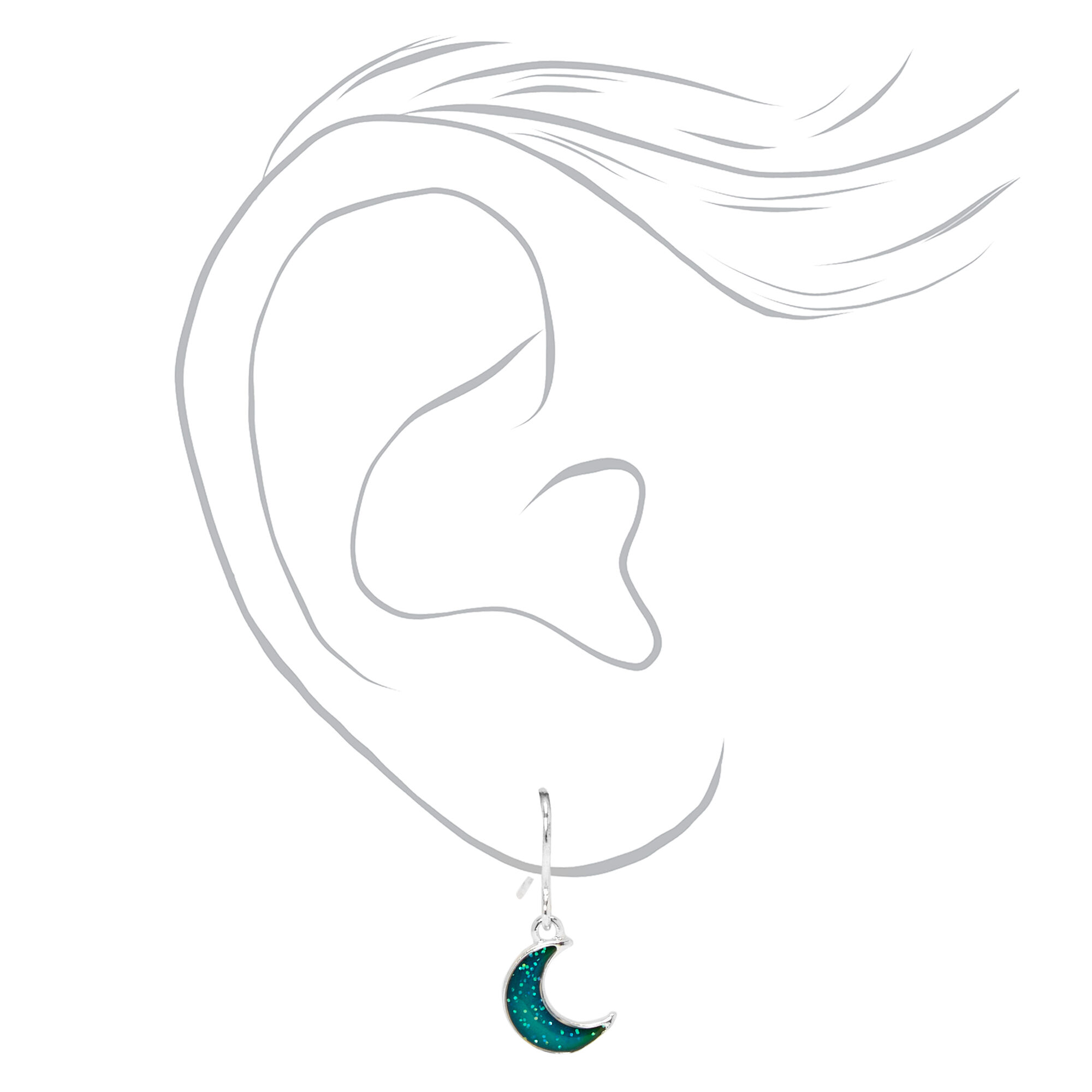 Silver 0.5" Mood Star Moon Drop Earrings - 3 Pack,