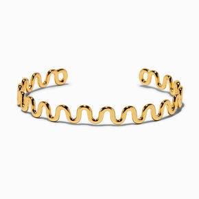 JAM + RICO x Claire&#39;s 18k Yellow Gold Plated Squiggle Cuff Bracelet,