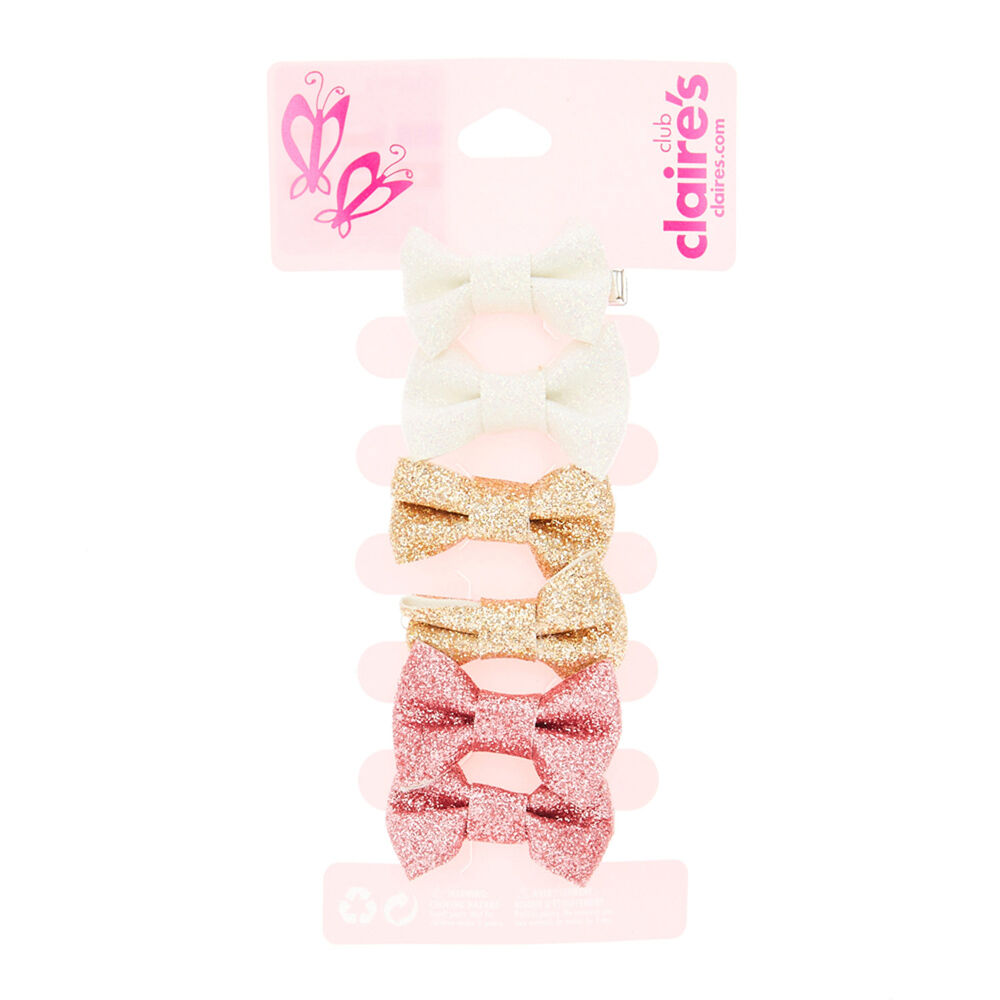 Lot de 6 barrettes à cheveux à paillettes en forme de nœud pour enfants,