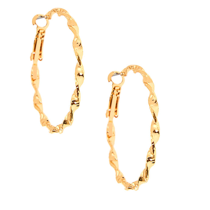 Gold 40MM Twisted Hoop Earrings,