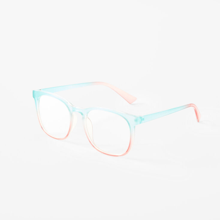 Blue &amp; Pink Ombre Retro Clear Lens Frames,