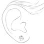Silver Cubic Zirconia Round Magnetic Stud Earrings - 8MM,