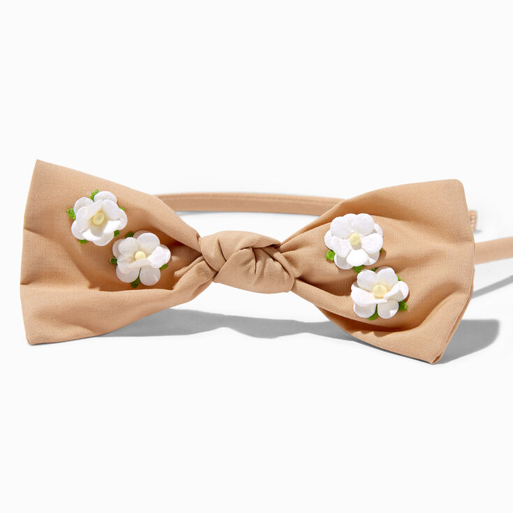 Claire&#39;s Club Dainty Flower Tan Bow Headband,