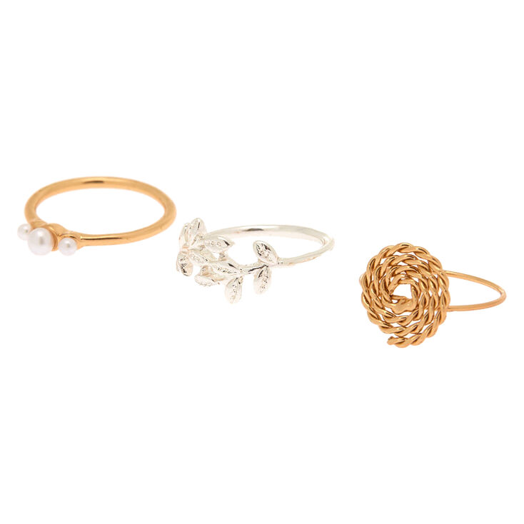 Lot de 3 bagues de phalange esprit libre en m&eacute;taux mixtes,