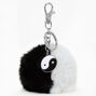 Black &amp; White Yin Yang Pom Pom Keychain,