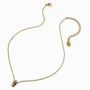 Gold-tone Open Crystal Pav&eacute; Star Pendant Necklace,