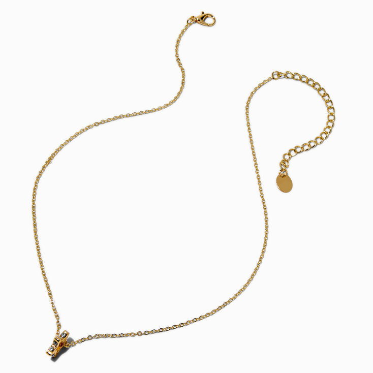 Gold-tone Open Crystal Pav&eacute; Star Pendant Necklace,