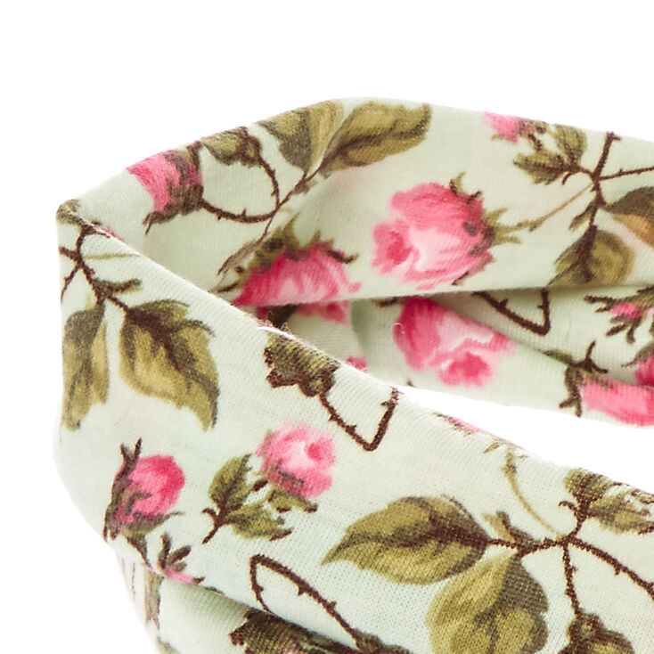 Bandeau tricot rose vert menthe,